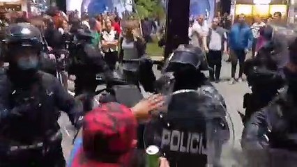 Violent Protest near the Parliament in Ljubljana, Slovenia