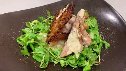 Recette : rôti de porc, risotto et rostis de pomme de terre