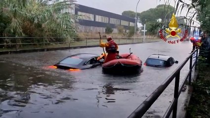 Deep floodwaters prompt water rescues in Italy