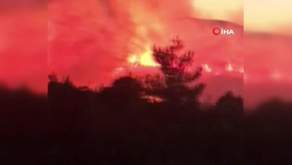 Karaburun'da ormanlık alan alev alev yanıyor