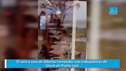 Alberto Fernández cara a cara con trabajadores de Uocra en Punta Lara