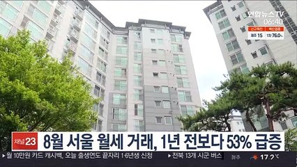 8월 서울 월세 거래, 1년 전보다 53% 급증