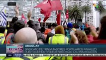 Uruguay: Trabajadores portuarios paralizan puerto de Montevideo en rechazo a su privatización