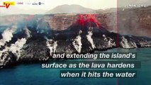 Drone Footage Captures Hot Lava Stream Spilling Into Sea in Spain