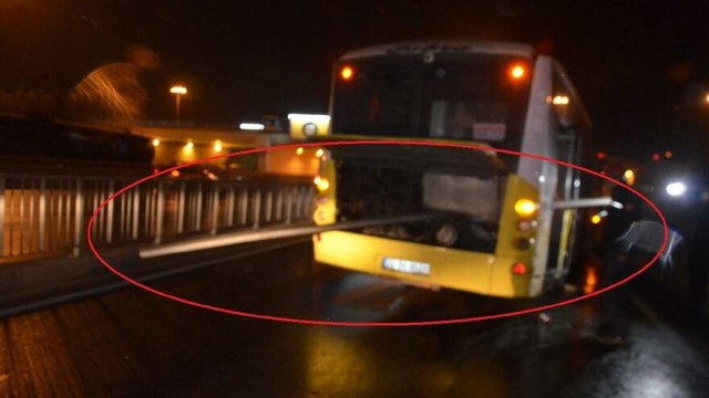 Halk otobüsünün motoruna bariyer saplandı: 1’i ağır 4 yaralı