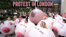 'Nipple tattooists in inflatable breast costumes protest outside Facebook HQ over its policy on nudity '