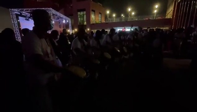 Chenda Melam perform near Indian pavilion