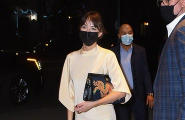 Dakota Johnson Wore a Silk Dress with a Nearly Butt-Baring Slit