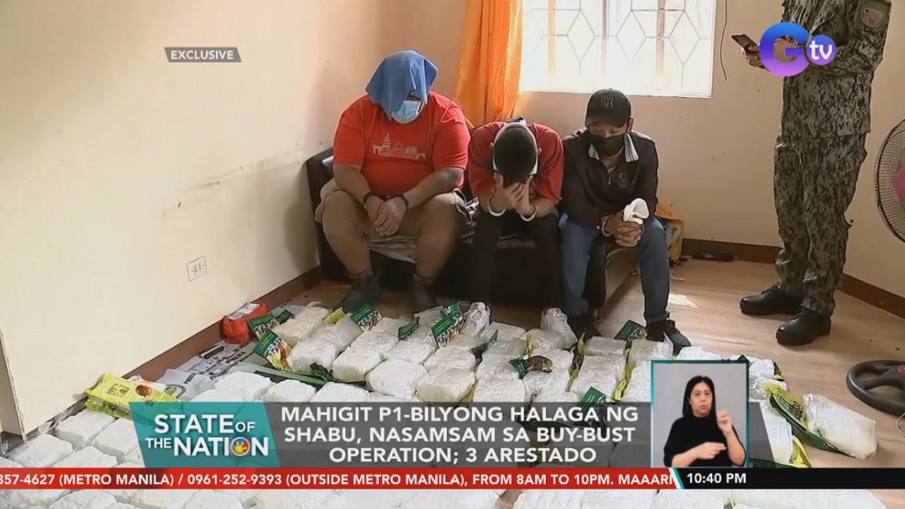 Mahigit P1-bilyong halaga ng shabu, nasamsam sa buy-bust operation; 3 arestado | SONA