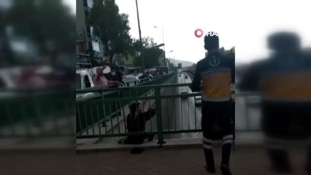 Bursa'da köprüden atlamak isteyen genç kız, polis ekipleri tarafından son anda kurtarıldı