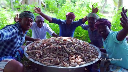 PRAWNS FRY _ Crispy Shrimp Fry Recipe Cooking in Village _ Tasty Fried Shrimp Se