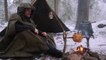 4 days winter bushcraft in snow, higher winds and rain -canvas poncho shelter - Vintage Wild Camping