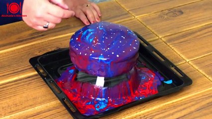 Galaxy mirror cake | Mirror glaze cake | गैलेक्सी मिरर ग्लेझ केक | Akshada's Kitchen