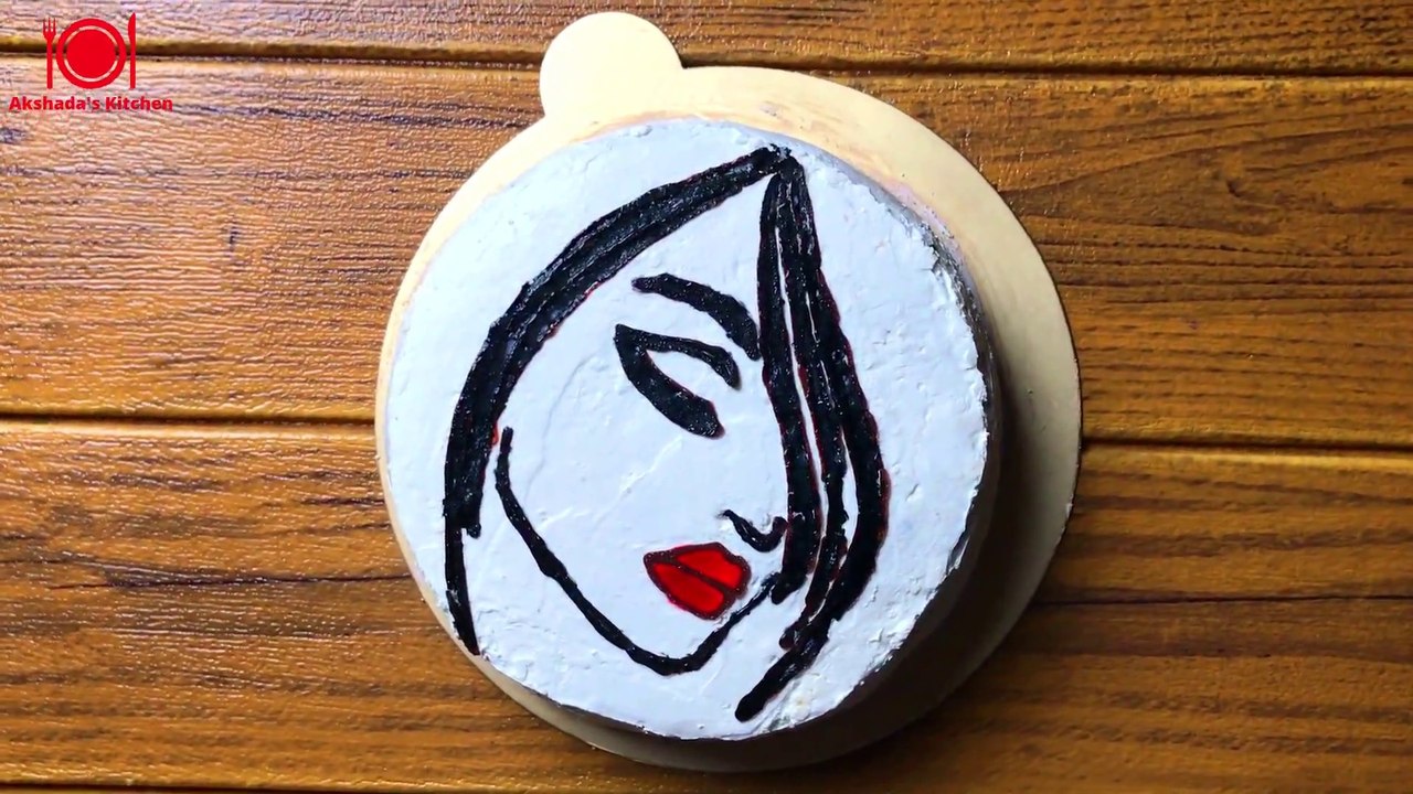 How to transfer image on cake | पेंटिंग केक | painting on whipped cream | Akshada’s Kitchen