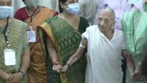 Gandhinagar civic polls: PM Modi's mother reaches polling booth, casts vote