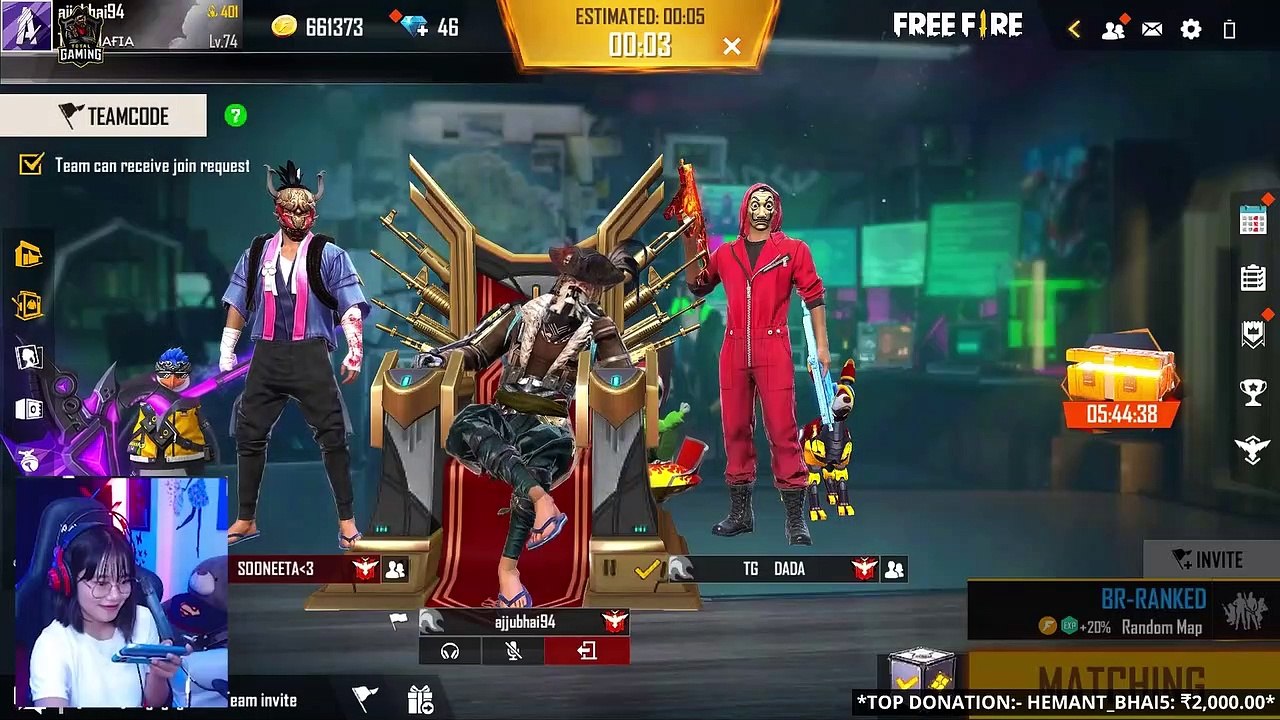 1 Kill Per 1 Kiss Sooneeta Challenge With Ajjubhai  - Garena Free Fire- Total Gaming