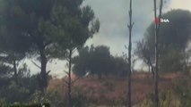 Orman yangınına havadan helikopter karadan köylüler müdahale etti