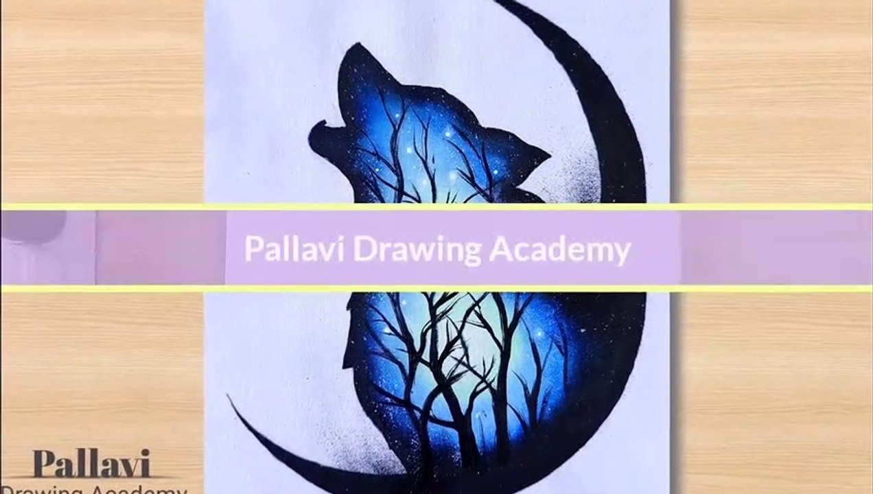 Easy and beautiful Wolf night painting tutorial with poster color Pallavi Drawing Academy
