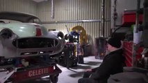 Wide Body Morris Minor on a Celette car frame machine for a complete restoration at Retropower UK