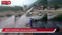 Sinop’ta köprünün yıkılma anı kamerada