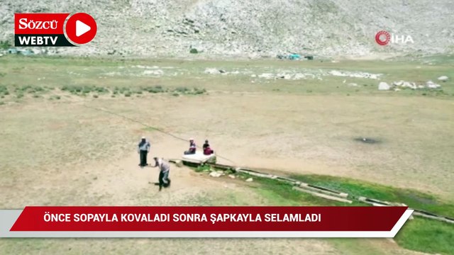 Antalya’da 2 bin 500 rakımlı yaylada drone gören çoban sopa ile drone kovaladı