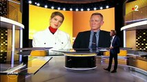 Léa Seydoux avec Daniel Craig en interview pour France 2 avec Laurent Delahousse.