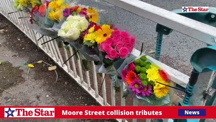 Moore Street collision tributes at the scene