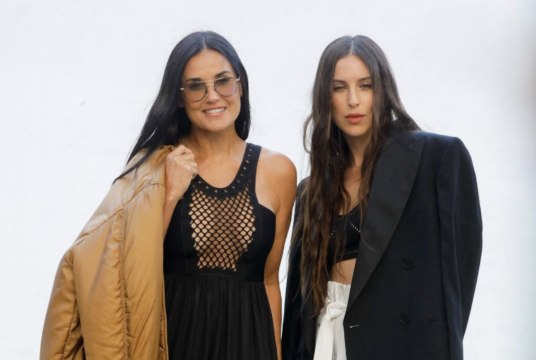 Demi Moore Went Braless in a Plunging Netted Jumpsuit