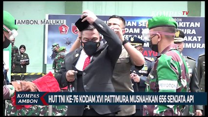 Hut TNI Ke-76 Kodam XVI Musnahkan 656 Senjata Api