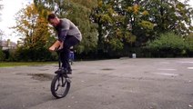 Guy Fails Multiple Times Before Successfully Riding Unicycle Without Using Any Peddles