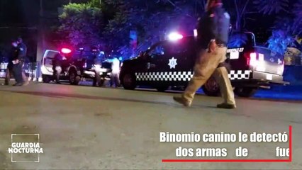 En compañía del escuadrón canino K9, Policía de Guadalajara detuvieron a un sujeto que portaba armas