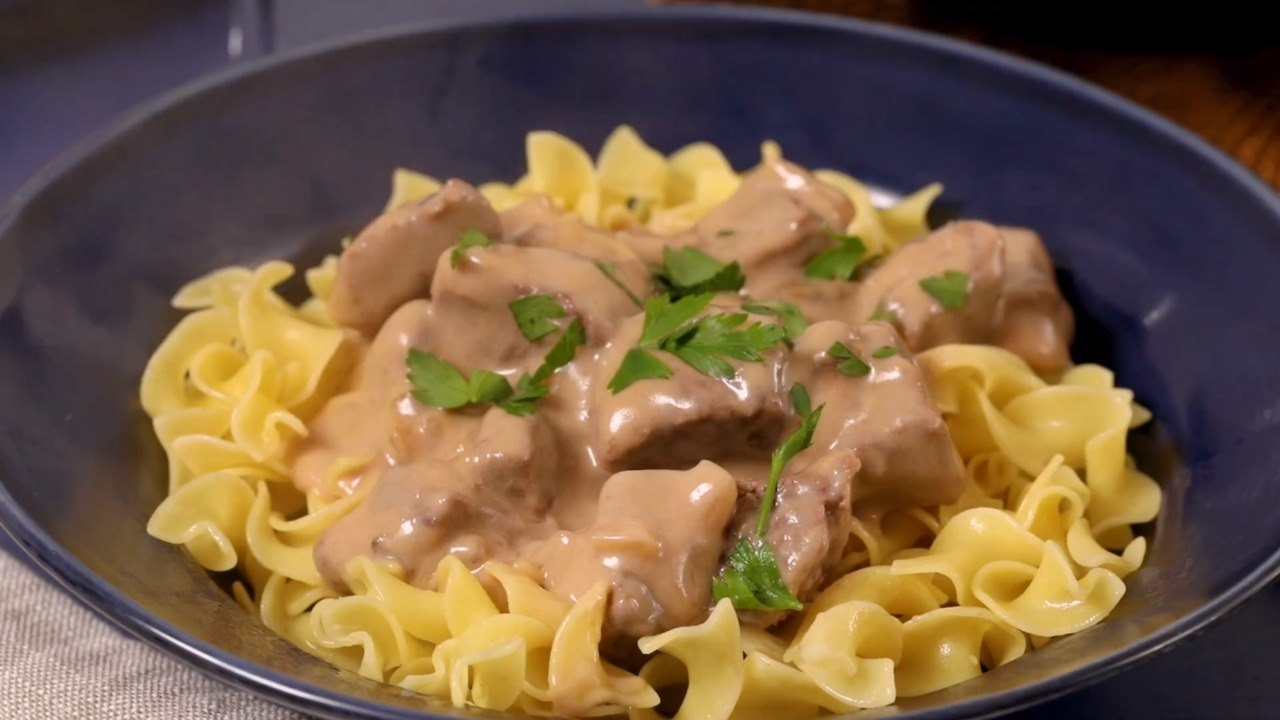 Creamy Beef Tips with Egg Noodles