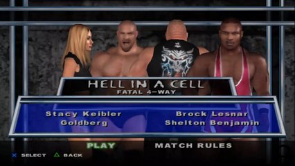 Here Comes the Pain Stacy Keibler(ovr 100) vs Goldberg vs Brock Lesnar vs Shelton Benjamin