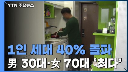 1인 세대 사상 첫 40% 돌파...男 30대·女 70대 이상 '최다' / YTN