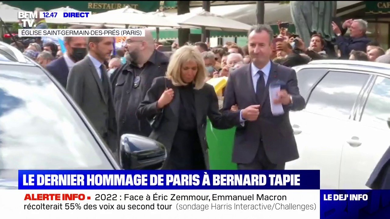 Brigitte Macron quitte la cérémonie d'hommage à Bernard Tapie à Paris -  Vidéo Dailymotion