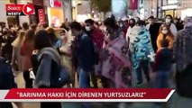 Barınamayan öğrencilerden İstiklal Caddesi’nde battaniyeli yürüyüş