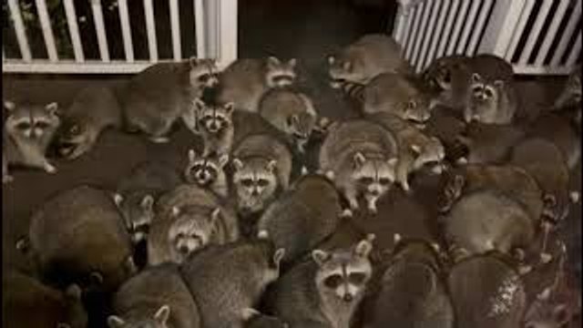 Horde of Raccoons Swarms Porch
