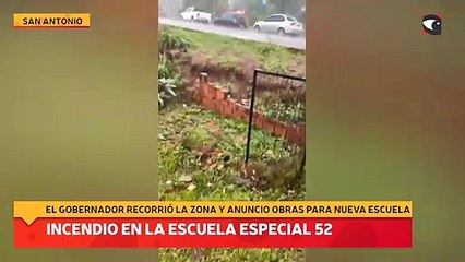 El gobernador recorrió la zona de la Escuela Especial 52 que fue destruida por un incendio y dio inicio a las obras de reconstrucción