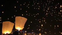 'People release hundreds of lanterns into the sky while attending 'The Lights' Festival'