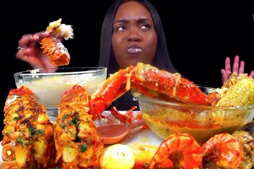 Yummy eating seafood with spicy sauce