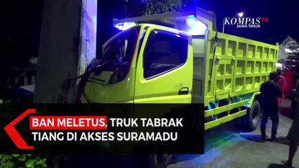 Ban Meletus Truk Tabrak Tiang di Akses Suramadu