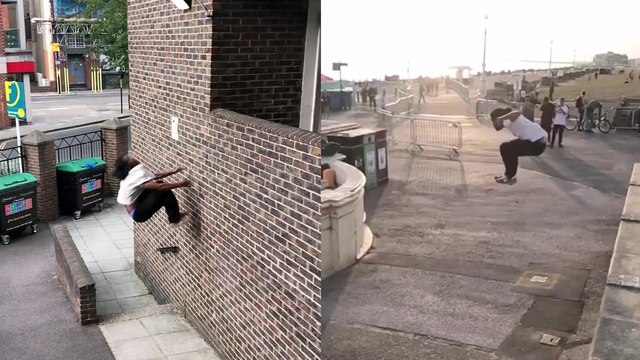 'Parkour athlete performs DEATH-DEFYING stunts throughout England'