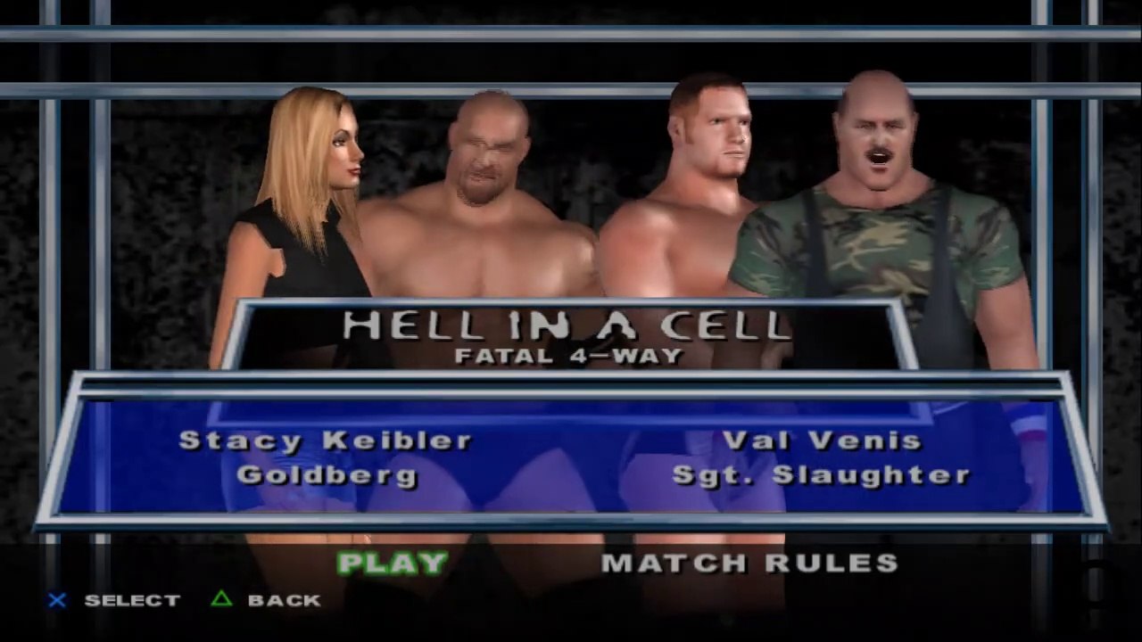 Here Comes the Pain Stacy Keibler(ovr 100) vs Goldberg vs Val Venis vs Sgt. Slaughter