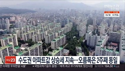 수도권 아파트값 상승세 지속…오름폭은 2주째 동일