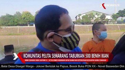 Komunitas Pelita Semarang Taburkan 500 Benih Ikan di Banjir Kanal Barat