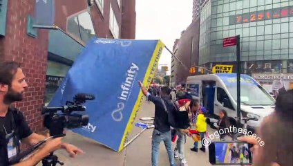 Covid Test Site Knocked Down at NYC Anti-Mandate March