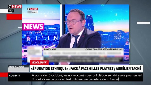 EXCLU - Epuration ethnique: Regardez Gilles Platret (LR) face à Aurélien Taché qui l'attaque en justice après ses propos tenus dans Morandini Live - VIDEO
