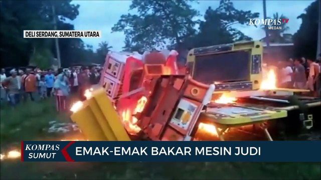 Emak-Emak di Kabupaten Deli Serdang Bakar Mesin Judi Ketangkasan