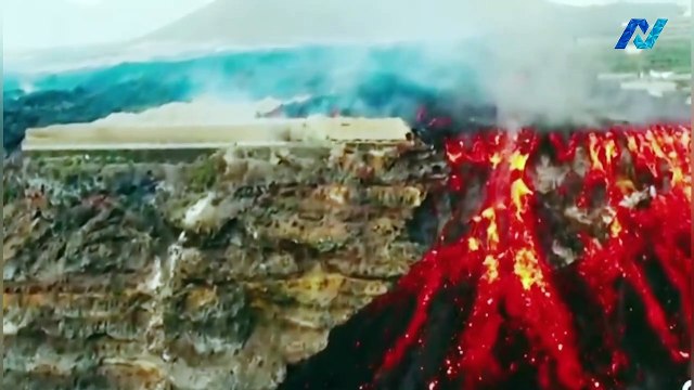La Palma volcano: Drone video shows lava lakes flowing as earthquakes rattle island