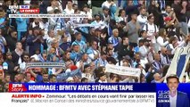 Hommage à Bernard Tapie au Stade Vélodrome, à Marseille.